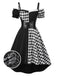Robe noire à carreaux Halloween et corset années 1950