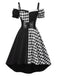 Robe noire à carreaux Halloween et corset années 1950