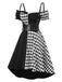 Robe noire à carreaux Halloween et corset années 1950