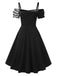 Robe noire à carreaux Halloween et corset années 1950