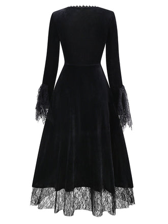 Robe rouge à motif reine des vampires Halloween années 1930