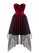 Robe bordeaux gothique en maille à ourlet irrégulier années 1960