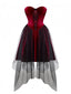 Robe bordeaux gothique en maille à ourlet irrégulier années 1960