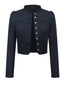 Veste noire à manches longues et col montant années 1950