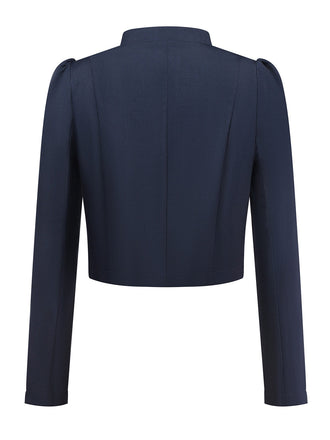 Veste noire à manches longues et col montant années 1950