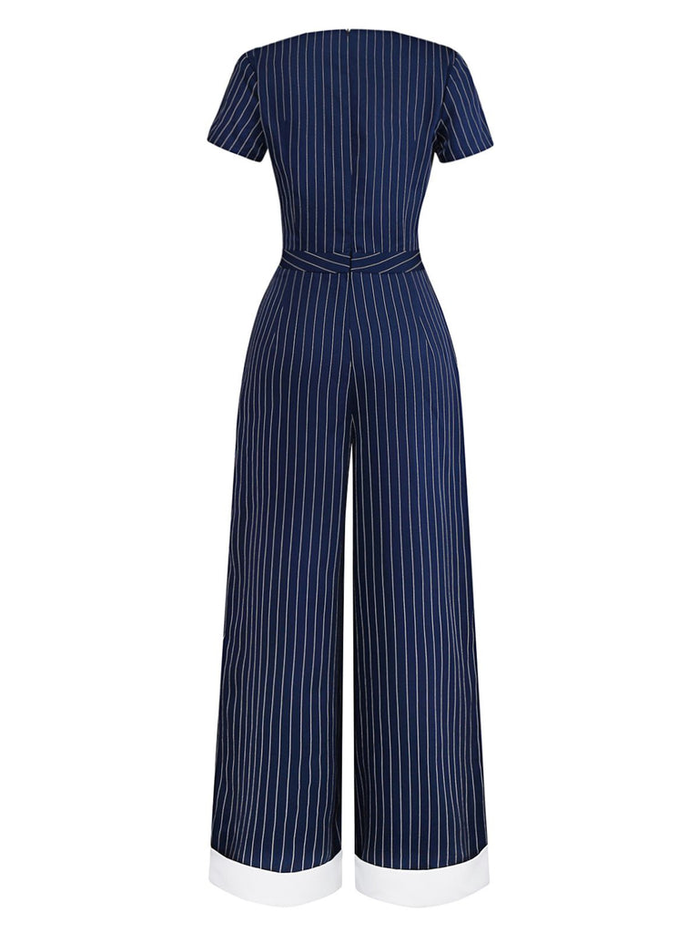 Combinaison bleue à rayée revers années 1930