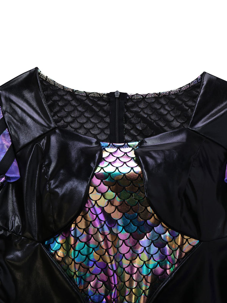 Robe sirène violette à écailles de poisson Halloween années 1930