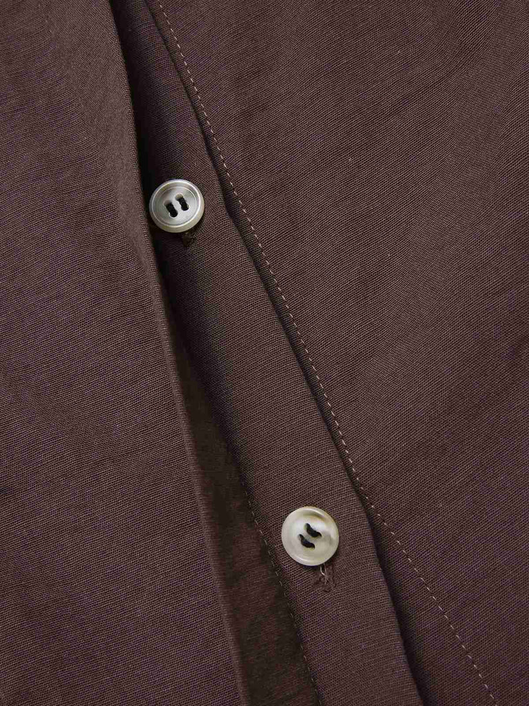 Chemisier marron uni à manches lanternes et revers des années 1950