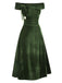 [Prévente] Robe Bardot verte en veloursà épaules dénudées années 1940