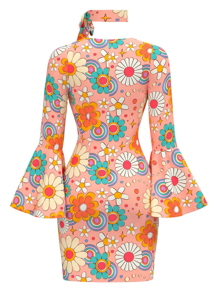 Robe multicolore hippie marguerites des années 1960
