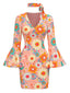 Robe multicolore hippie marguerites des années 1960