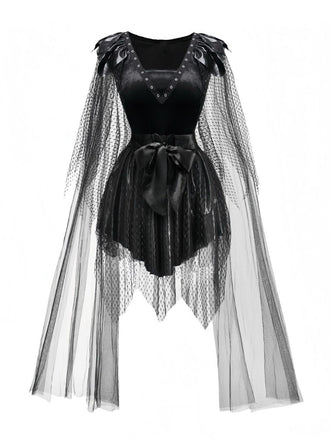 Robe noire en maille punk devil batte années 1980