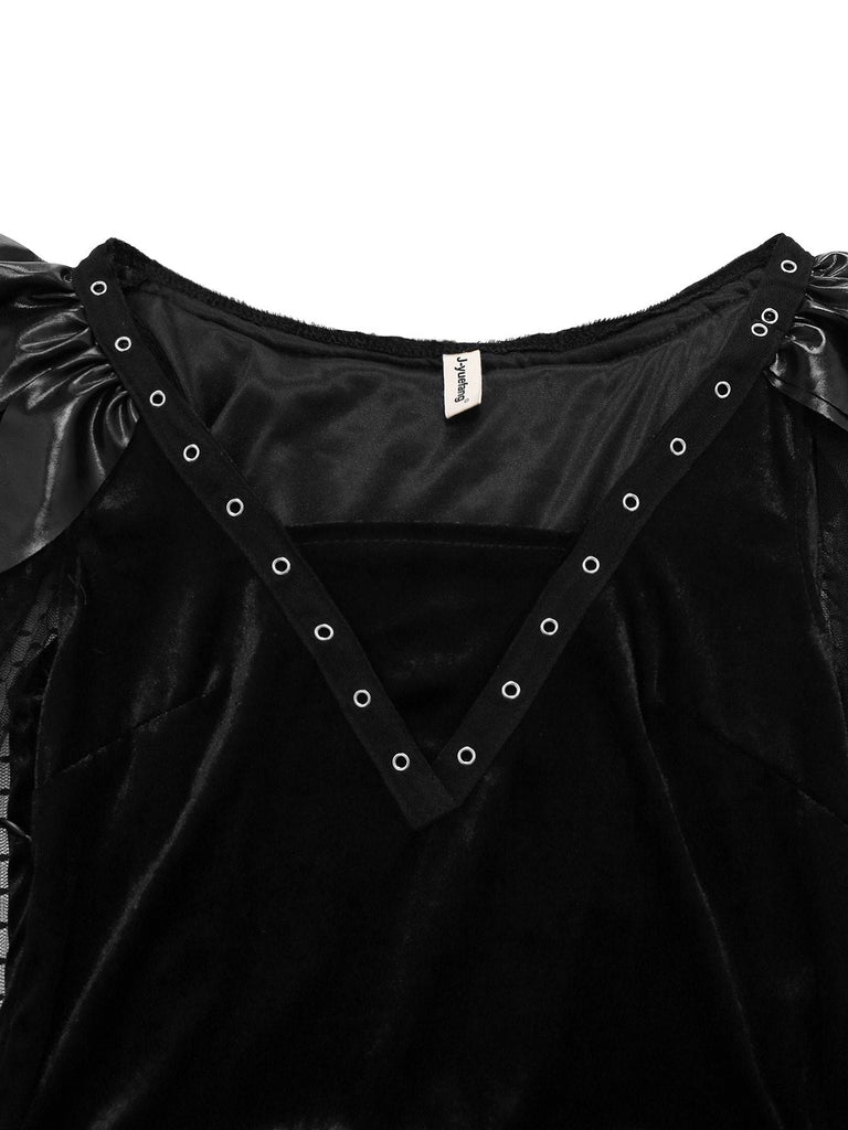 Robe noire en maille punk devil batte années 1980