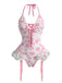 Ensemble de lingerie en peluche lacets et dos nu motifs vache années 1960