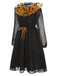 [Pré-vente] Robe patchwork en maille noire et orange pois et citrouille d'Halloween années 1950