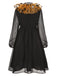 [Pré-vente] Robe patchwork en maille noire et orange pois et citrouille d'Halloween années 1950