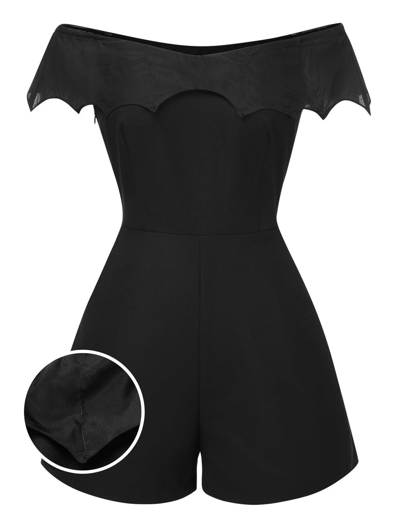 [Pré-vente] Combishort noire en maille épaules dénudées style gothique des années 1950