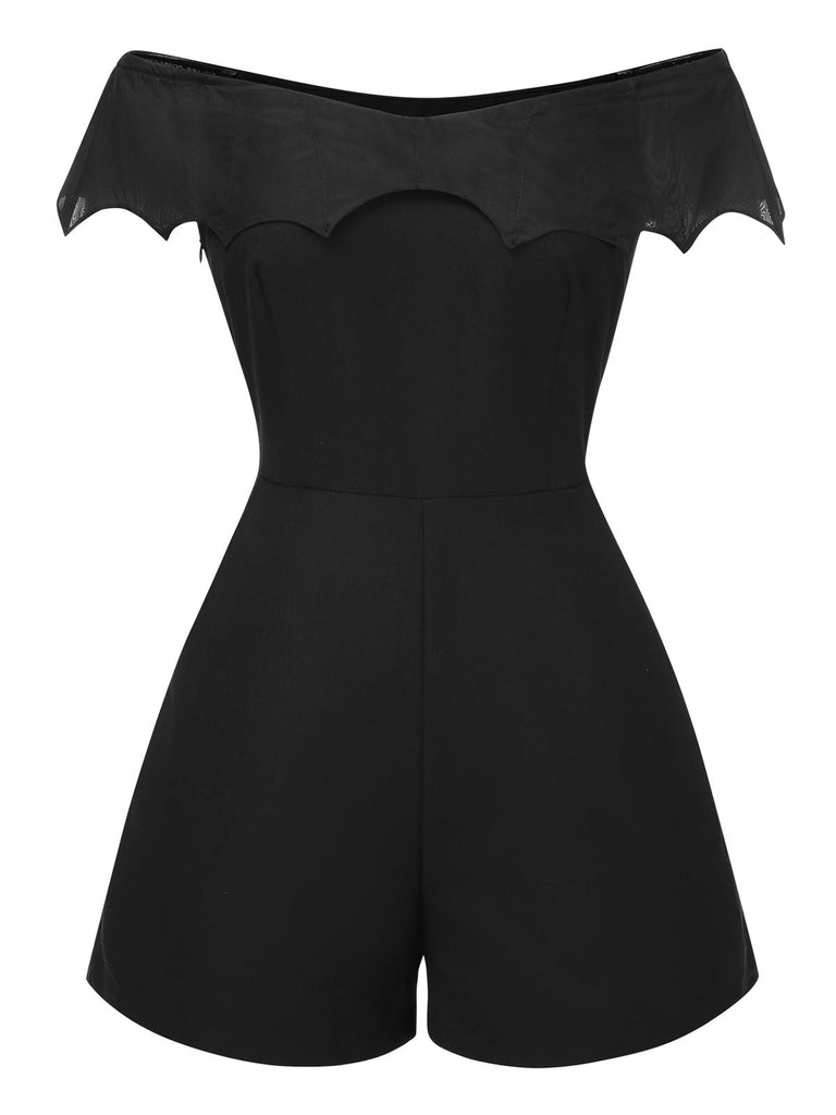 [Prévente] Combishort et cache-maillot style chauve-souris gothique noir des années 1950