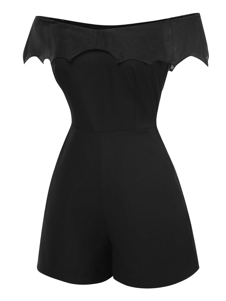 [Prévente] Combishort et cache-maillot style chauve-souris gothique noir des années 1950