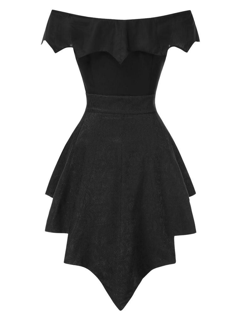 [Prévente] Combishort et cache-maillot style chauve-souris gothique noir des années 1950