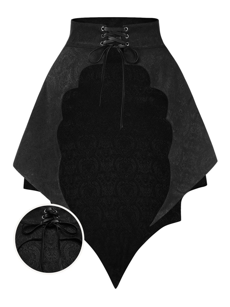 [Prévente] Cache-maillot noir en jacquard ourlet asymétrique style chauve-souris années 1950