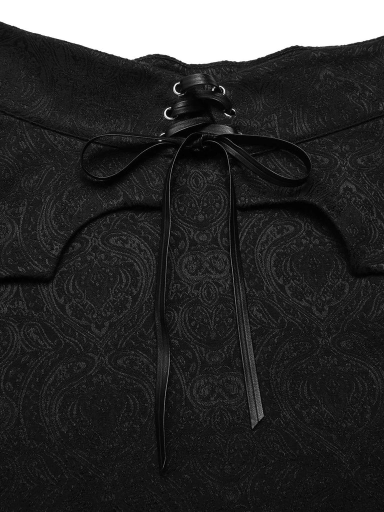[Prévente] Cache-maillot noir en jacquard ourlet asymétrique style chauve-souris années 1950