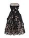 Robe bustier noire en maille florale 3D des années 1950