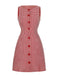 Robe rouge à carreaux vichy boutonnée sans manches des années 1960