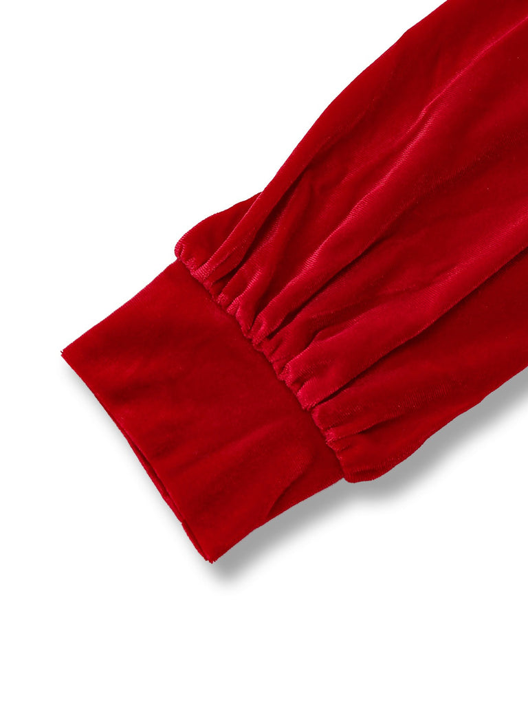 Combinaison en velours à col montant et trou de serrure années 1950