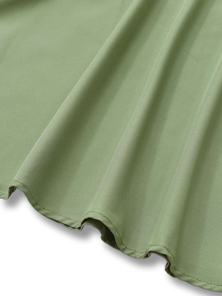 Robe unie à manches évasées et en V profond années 1940