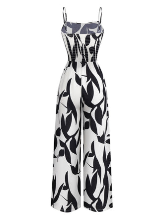 Combinaison noire à bretelles spaghetti et silhouette de feuille des années 1930