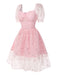 [Prévente] Robe rose en maille à paillettes étoiles années 1950