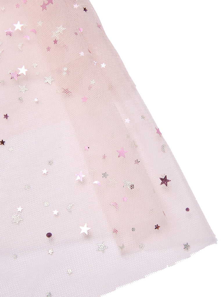 [Prévente] Robe rose en maille à paillettes étoiles années 1950