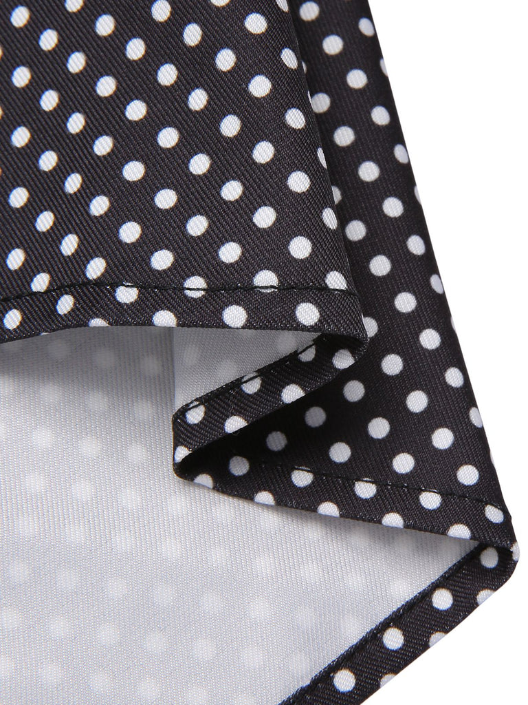 Robe noire à pois et imprimé visage années 1960