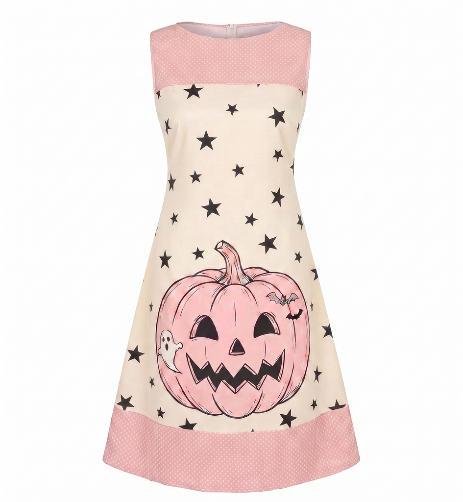 Robe Sans Manches Chat Crâne À Pois Années 1960