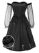[Pré-vente] Robe noire en maille épaules dénudées à volants croisés style gothique années 1950