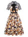 [Prévente] Robe patchwork à rayures et imprimé Halloween années 1950