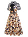 [Prévente] Robe patchwork à rayures et imprimé Halloween années 1950