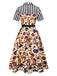 [Prévente] Robe patchwork à rayures et imprimé Halloween années 1950