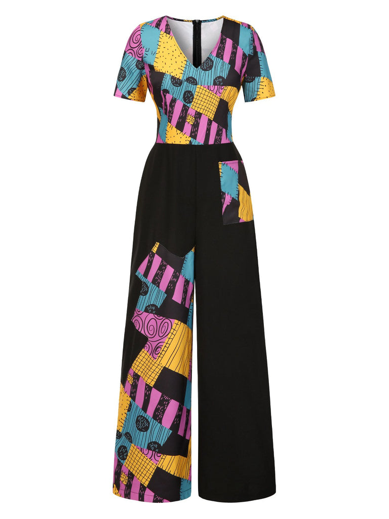 [Prévente] Combinaison multicolore Sally col en v années 1940