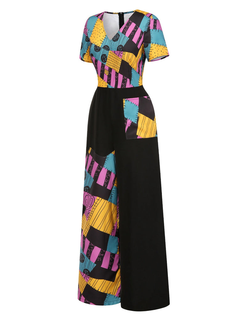 [Prévente] Combinaison multicolore Sally col en v années 1940