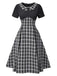 [Pré-vente] Robe patchwork plissée à carreaux noire des années 1950