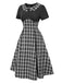 [Pré-vente] Robe patchwork plissée à carreaux noire des années 1950