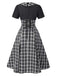 [Pré-vente] Robe patchwork plissée à carreaux noire des années 1950