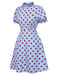 [Prévente] Robe bleue à pois à volants et manches bouffantes années 40