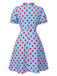 [Prévente] Robe bleue à pois à volants et manches bouffantes années 40