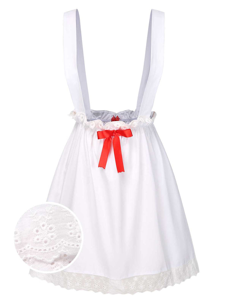 [Prévente] Jupe tablier blanche en coton en dentelle années 1940