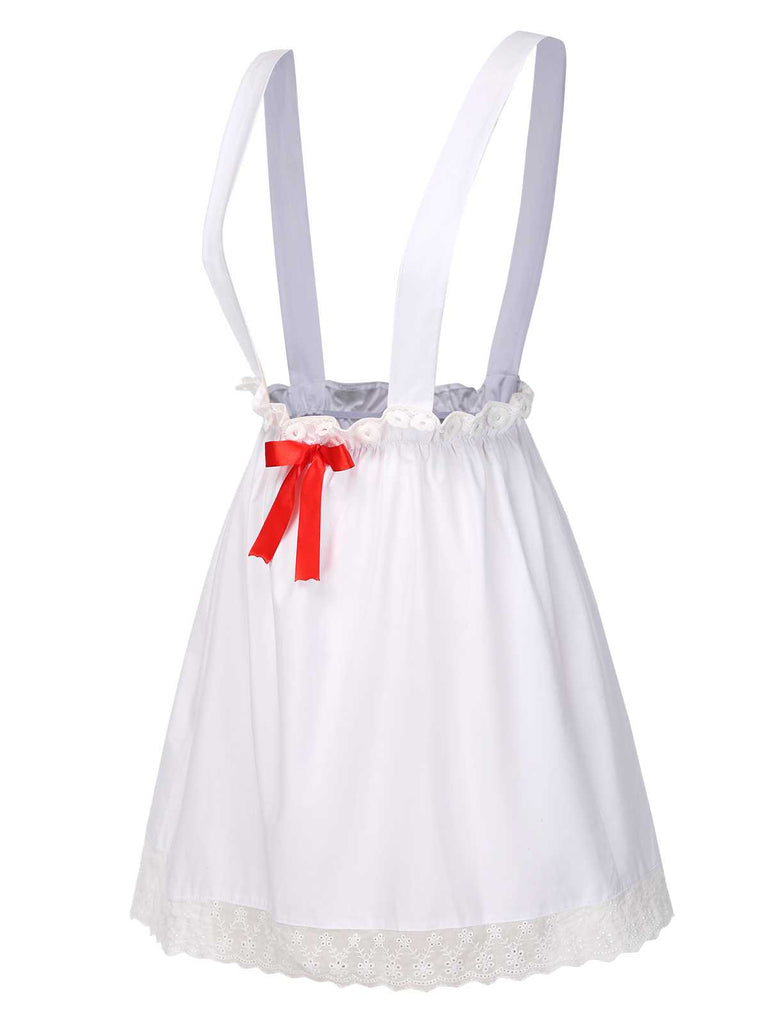 [Prévente] Jupe tablier blanche en coton en dentelle années 1940
