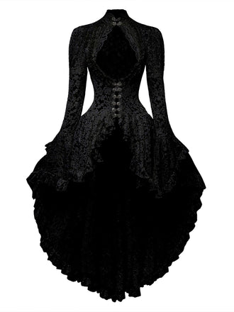[Prévente] Robe victorienne noire en dentelle à manches gigot des années 1980