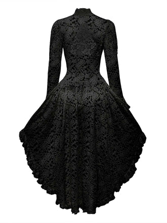 [Prévente] Robe victorienne noire en dentelle à manches gigot des années 1980